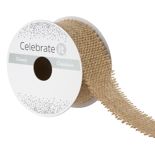 1.5'' x 3yd. Fringe Burlap Ribbon by Celebrate It®